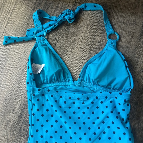 DKNYC Blue and Black One Piece Swimsuit with Halter Neck - Picture 4 of 6